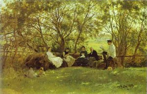 On A Turf Bench. — Ilya Yefimovich Repin, Contemporary Realism