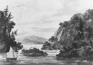 View on the Hudson River (Copy after Engraving by Weld and S. Springsguth in Weld, Travels Through the States of North America, 1807)