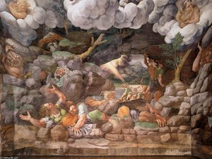 View Of The Sala Dei Giganti (south Wall) — Giulio Romano