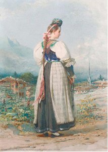 An Italian Peasant Girl In Native Costume — Carl Haag, Orientalist