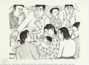 Eating In The Mess Hall, Central Utah Relocation Project, Topaz, Utah, 1942-1944 — Miné Okubo
