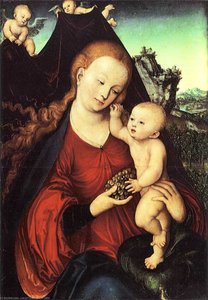 Madonna Und Kind Mit Einem Bündel Trauben — Lucas Cranach Der Ältere