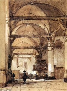 Oude Kerk In Amsterdam Sun — Johannes Bosboom, Hague School