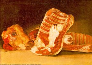 Still Life With Sheeps Head - Wood — Francisco José De Goya Y Lucientes