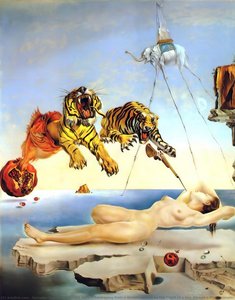 One Second Before Awakening From A Dream Caused By The Flight Of A Bee Around A Pomegranate, 1944 — Salvador Dalí
