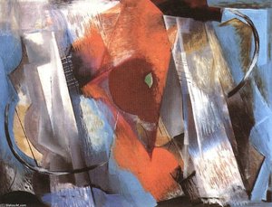 Abstract Composition In Red And Blue — Jeno Gadanyi