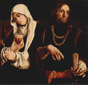 Altar Of Recanati Polyptych, Crowning Of The Right Wing: St. Catherine Of Siena, And St. Sigismund — Lorenzo Lotto
