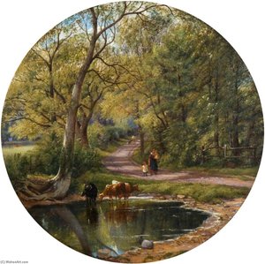 A Pleasant Lane At Hamstead — John Joseph Hughes, Realism
