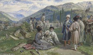 Circassians At The Fort Of Waia — William Simpson