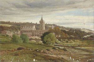 Roofless Cathedral From The North West With A Steam Train — James M Robert Greenlees