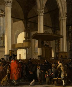 The Oude Kerk In Amsterdam During A Service — Emanuel De Witte, Baroque Realism