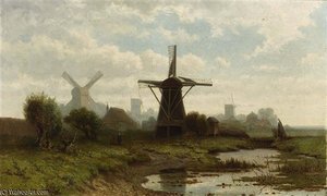 Windmills In A Polder Landscape — Paul Joseph Constantine Gabriel