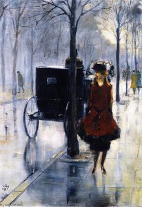 Street Scene With Woman, Berlin — Lesser Ury