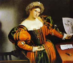 Lady With A Drawing Of Lucretia — Lorenzo Lotto