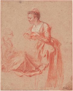 Two Figure Studies Of A Young Woman, 1715-1717 — Jean-antoine Watteau