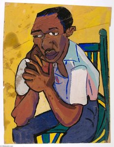 Seated Man In Green Chair — William H. Johnson