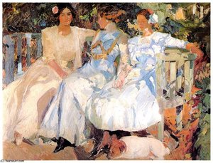 Mi Mujer Y Mis Hijas En El Jardin — Joaquín Sorolla Y Bastida, Late Impressionism