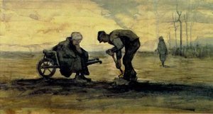 Weed Burner, Sitting On A Wheelbarrow With His Wife — Vincent Willem Van Gogh