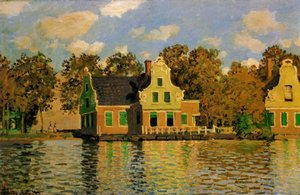 Houses On The Zaan River At Zaandam — Claude Monet, Impressionist Landscape