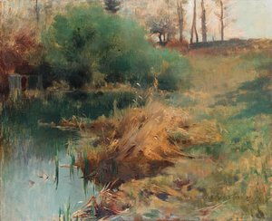 Spring Study Of Reeds In Chadwick's Garden At Grèz — Willard Leroy Metcalf