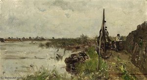 A Fisherman In A Polder Landscape — Paul Joseph Constantine Gabriel