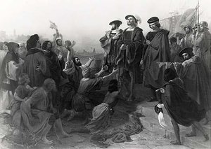 Return Of Columbus In Chains To Cadiz, (painting) — Emanuel Gottlieb Leutze