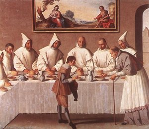 St. Hugo Of Grenoble In The Carthusian Refectory — Francisco De Zurbarán
