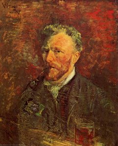 Self-portrait With Pipe And Glass — Vincent Willem Van Gogh