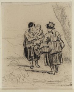 Two Women, One With A Child In Her Arms, The Other With A Basket — David Cox