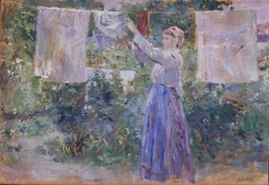 Peasant Girl Hanging Clothes To Dry — Berthe Morisot