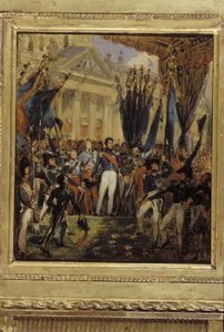 Le Roi Louis Philippe Distribuant Les Drapeaux À La Garde Nationale, Le 29 Août 1830 Louis Philippe À L'hôtel De Ville De Paris (autre Titre) — Joseph Désiré Court