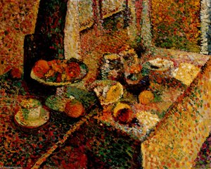 Buffet Et Table Huile Sur Toile Collection Particulière — Henri Matisse