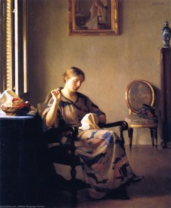 Woman Sewing — William Mcgregor Paxton, Boston School