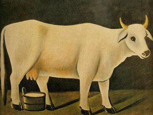 White Cow On A Black Background — Niko Pirosmani