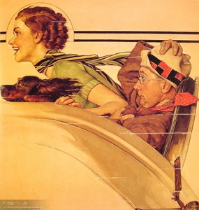 Couple In Rumble Seat — Norman Rockwell, American Regionalism