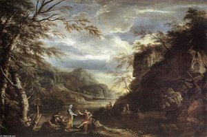 River Landscape With Apollo And The Cumean Sibyl — Salvator Rosa, Baroque