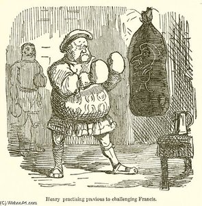 Henry Practising Previous To Challenging Francis — John Leech, Victorian Illustration