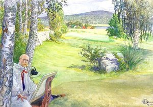 Paradise – Self Portrait In Landscape — Carl Larsson