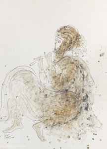 A Shepherd Playing The Flute — Reuven Rubin