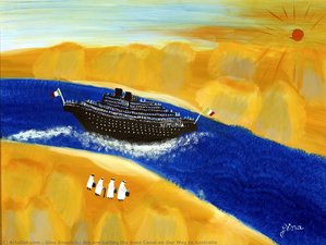We Are Sailing The Suez Canal On Our Way To Australia — Gina Sinozich, Impressionism