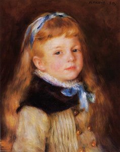 Mademoiselle Grimprel In A Blue Ribbon — Pierre-auguste Renoir, Impressionism
