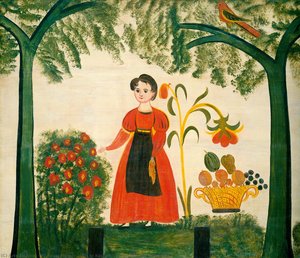 Girl In Red With Flowers And A Distelfink — Winslow Homer, American Realism
