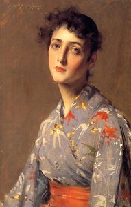 Girl In A Japanese Kimono — William Merritt Chase, Impressionistic Portraiture