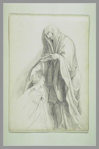 Femme Voilée Posant Sa Main Droite Sur La Tête D'une Autre Femme Agenouillée — George Romney