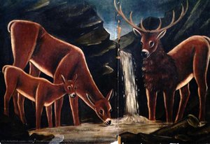 Deer With Their Fawns — Niko Pirosmani