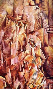 Violin And Jug — Georges Braque, Analytical Cubism