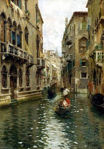 A Family Outing On A Venetian Canal — Rubens Santoro
