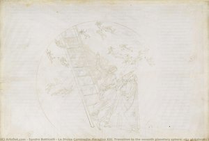 La Divina Commedia, Paradiso Xxi. Transition To The Seventh Planetary Sphere (sky Of Saturn): Dante Sees The Jacob — Sandro Botticelli, Early Renaissance