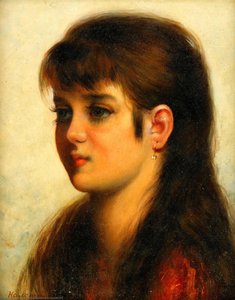 Portrait Of A Young Girl (22) — Alexei Alexeievich Harlamoff, Realism