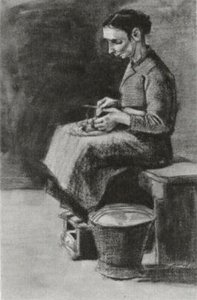 Sien, Peeling Potatoes — Vincent Willem Van Gogh, Genre Painting